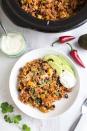 <p>Throw your ingredients into the slow cooker, wait three hours, and add all of your favorite burrito bowl toppings. </p><p><strong>Get the recipe for <a href="http://www.amuse-your-bouche.com/slow-cooker-burrito-bowls/" rel="nofollow noopener" target="_blank" data-ylk="slk:Slow Cooker Burrito Bowls" class="link ">Slow Cooker Burrito Bowls</a> at Amuse Your Bouche.</strong></p>