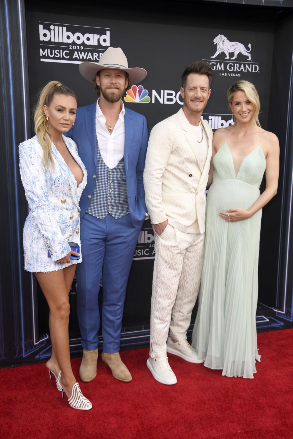 <h1 class="title">Brittney Marie Cole Kelley, Brian Kelley and Tyler Hubbard of Florida Georgia Line, and Hayley Stommel Hubbard</h1><cite class="credit">Photo: Getty Images</cite>