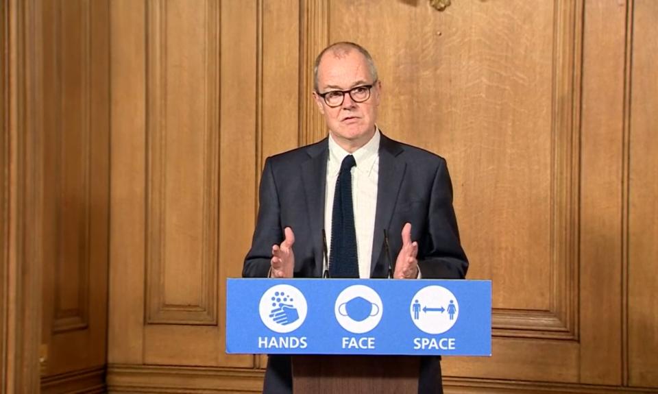 Sir Patrick Vallance at a 10 Downing Street press conference on 31 October (PA)