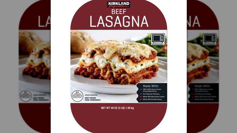 Kirkland Beef Lasagna package