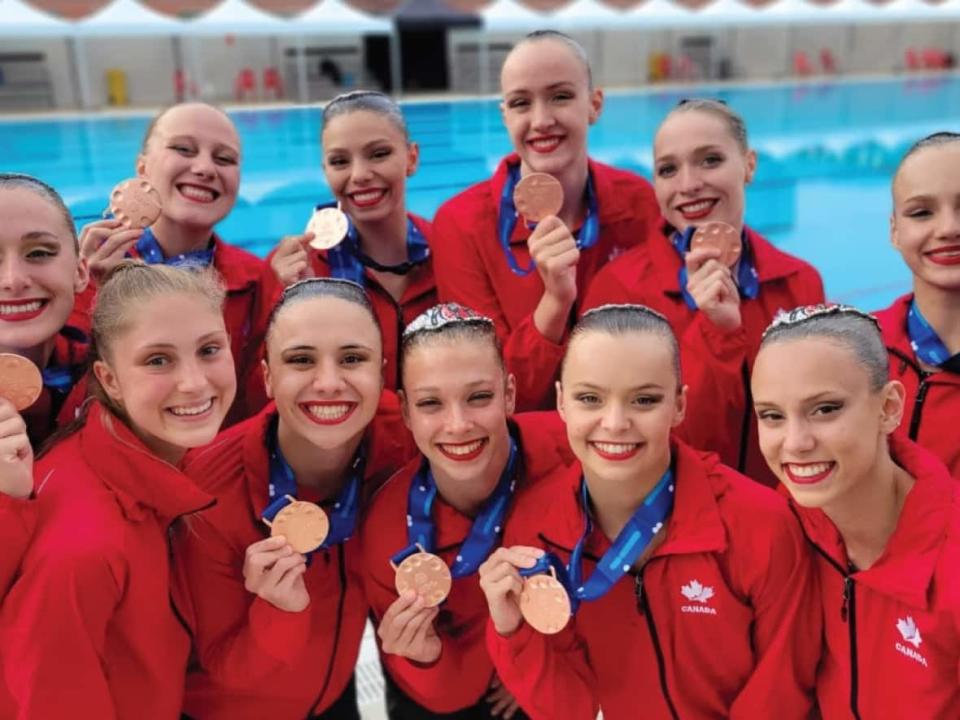 Canada captured bronze in the team free event at the World Aquatics Artistic Swimming World Cup Super Final on Saturday in Oviedo, Spain. (Canada Artistic Swimming - image credit)