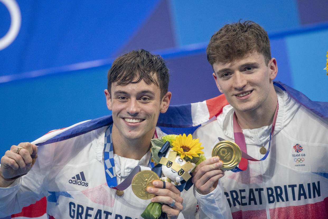 Tom Daley won gold at the Tokyo Olympics alongside Matty Lee. (Photo by Tim Clayton/Corbis via Getty Images)