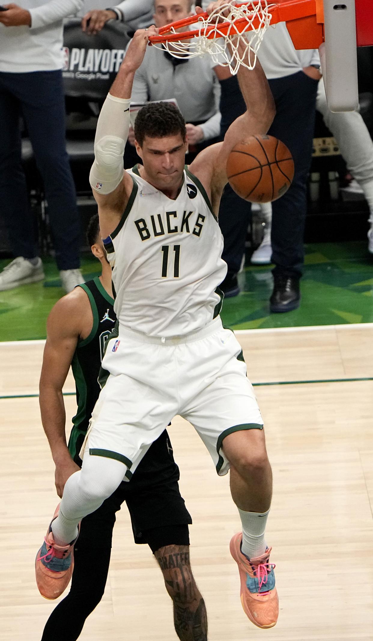 Brook Lopez and the Milwaukee Bucks hope to snap a four-game losing streak tonight. But awaiting them on Tuesday is the No. 1-seeded Boston Celtics.