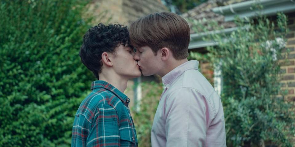 A still image from Heartstopper of Kit Connor and Joe Locke