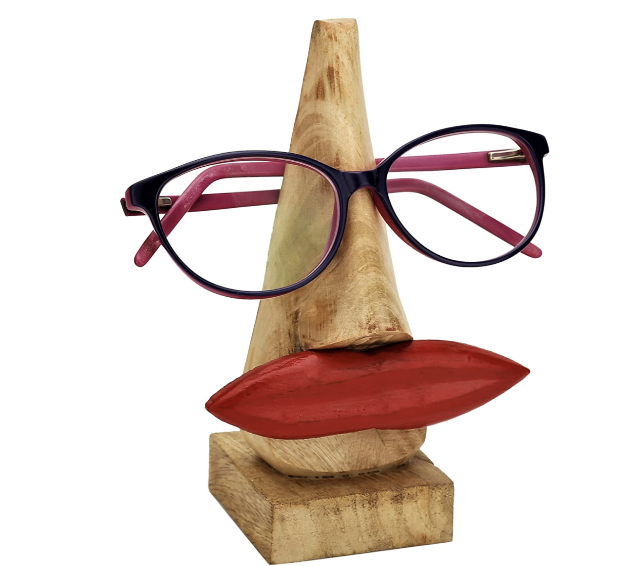 IndiaBigShop Classic Hand Carved Rosewood Nose-Shaped Eyeglass Spectacle/Eyewear Holder