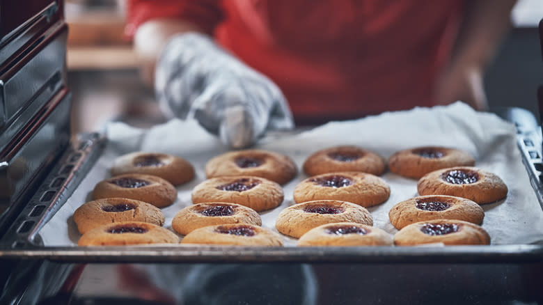 Cookies on sheet with parchment paper