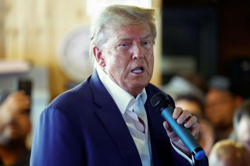 PHOTO: Republican presidential candidate and former President Donald Trump campaigns at the Iowa State Fair in Des Moines, Iowa, on Aug. 12, 2023. (Evelyn Hockstein/Reuters)