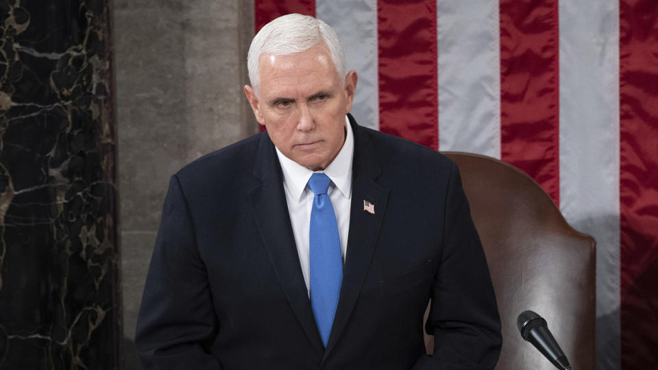 Vice President Mike Pence presides over a joint session of Congress as it convenes to count the Electoral College votes cast in the 2020 election, Jan. 6, 2021. (Saul Loeb/Pool via AP)