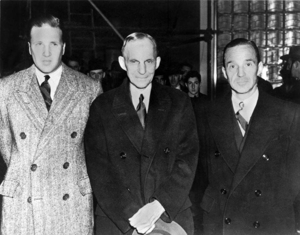 An undated photo of Henry Ford II, Henry Ford and Edsel Ford.