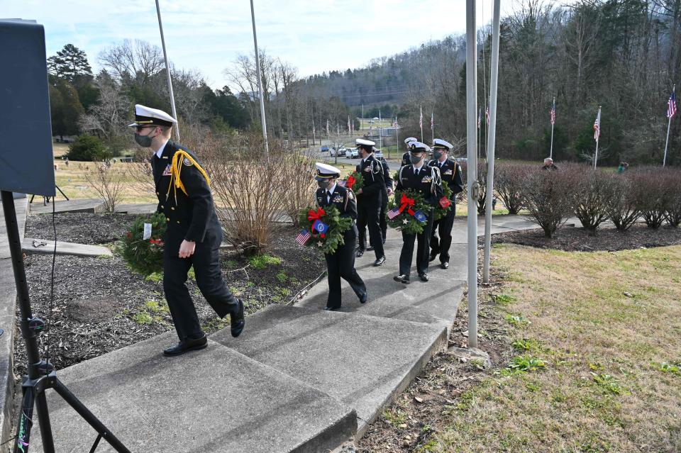 This photo shows 2020's Wreaths across America event honoring service members' graves.