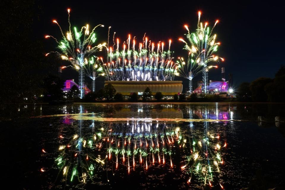 Fireworks went off around Alexander Stadium (Jacob King/PA) (PA Wire)