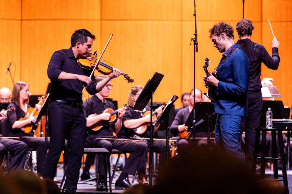 Louisville Orchestra and conductor Teddy Abrams, who recently won a Grammy, performed with Chris Thile in Madisonville. The orchestra has performed with a wide variety of musicians on the two-year tour of Kentucky. Provided