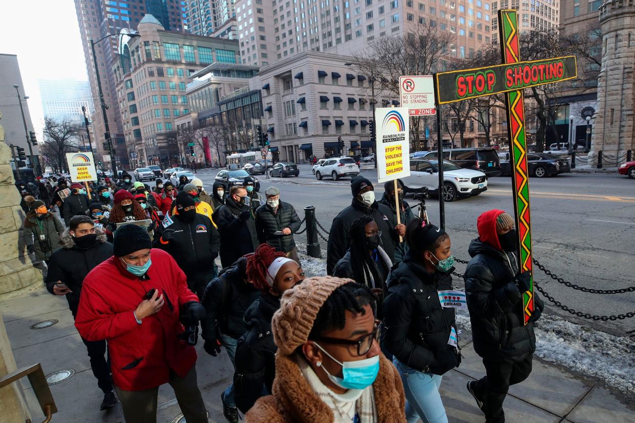 A march against gun violence in Chicago in December 2020. (AFP via Getty Images)