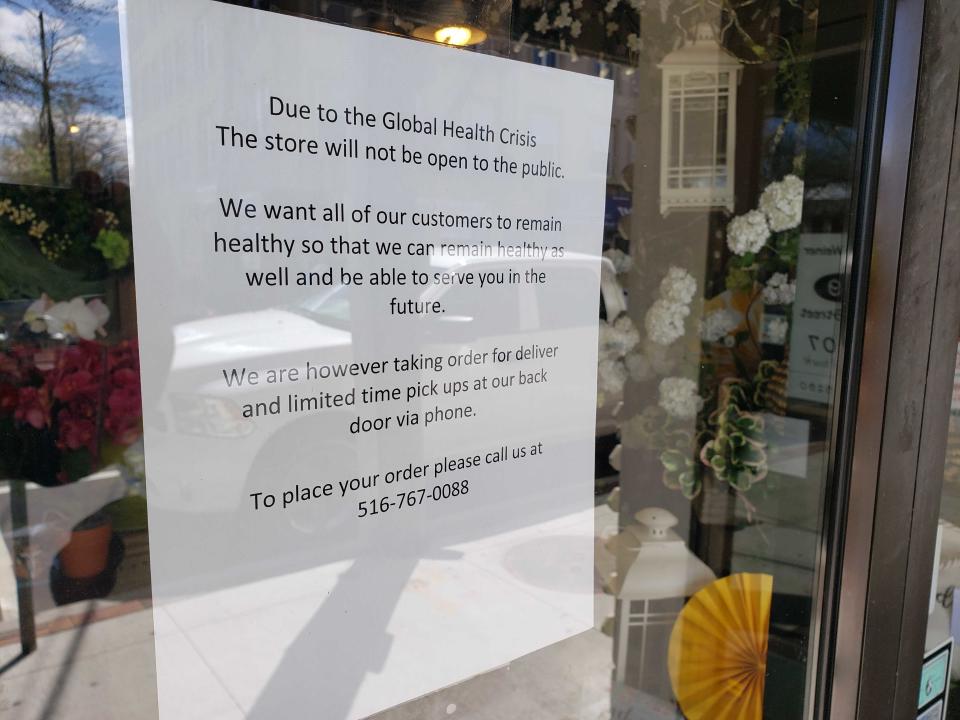 Port Washington Florist on Main Street is among countless small businesses that have struggled to survive through the coronavirus. Photo credit: Dan Hampton/Patch.