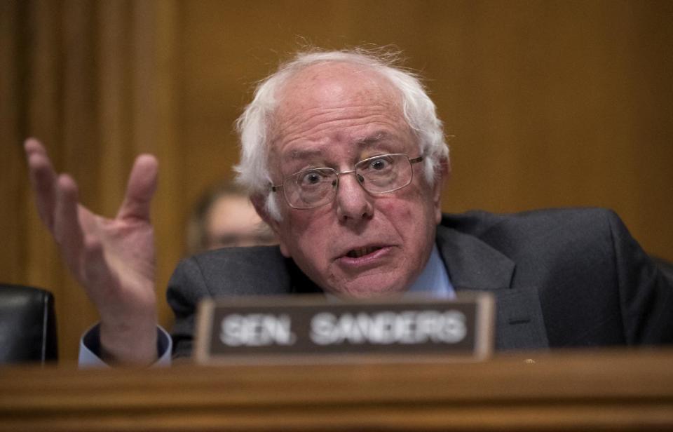 Senate Environment and Public Works Committee member Sen. Bernie Sanders, I-Vt. questions Environmental Protection Agency Administrator-designate, Oklahoma Attorney General Scott Pruitt on Capitol Hill in Washington, Wednesday, Jan. 18, 2017, during the committee's confirmation hearing for Pruitt. (AP Photo/J. Scott Applewhite)