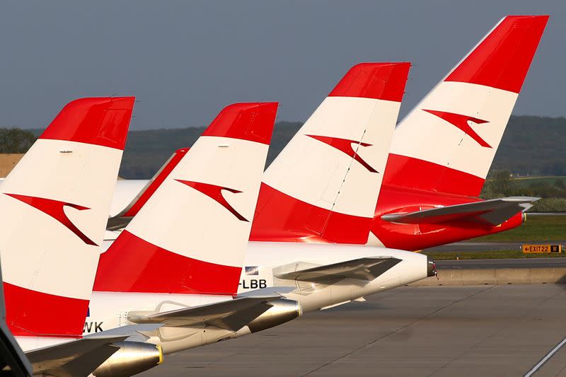 FILE PHOTO: Austrian Airlines planes pictured in Vienna