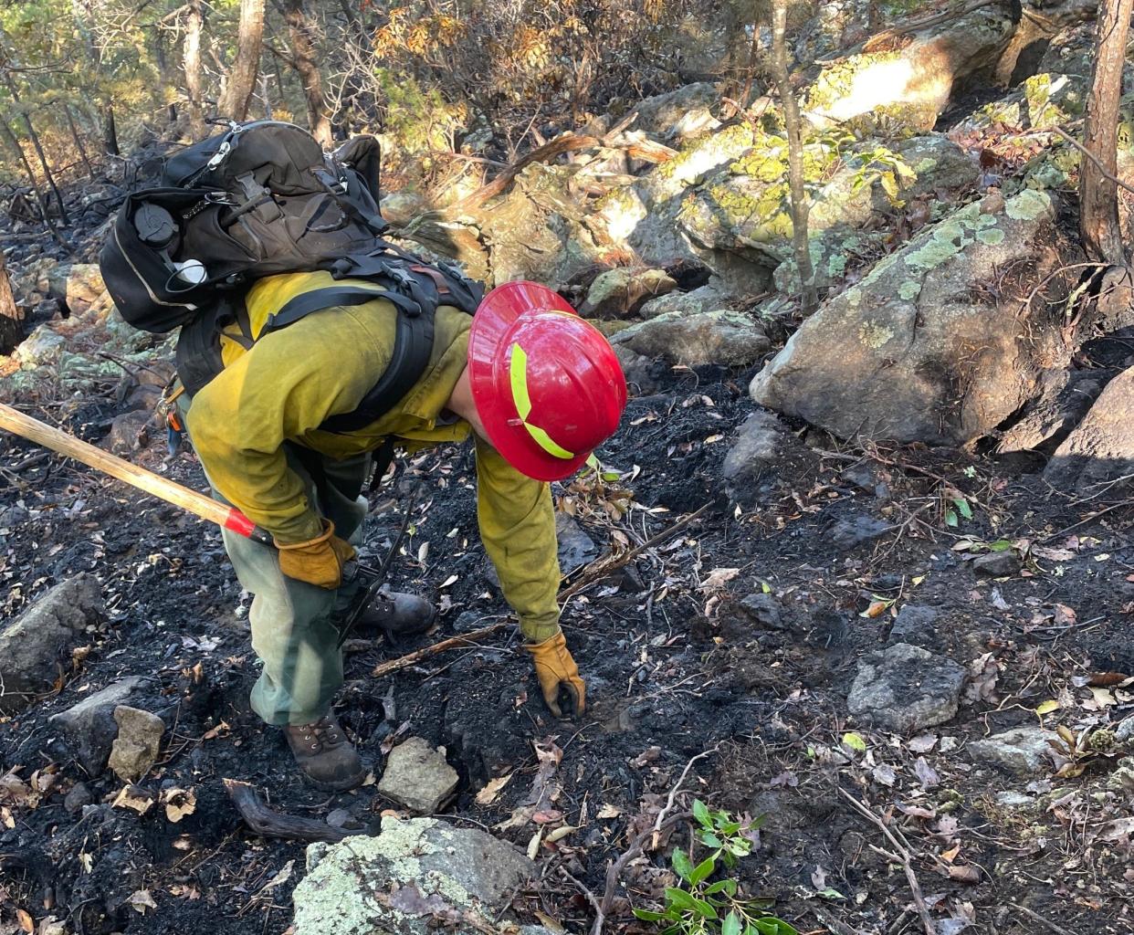 Firefighters begin mop-up operations for Millers Head wildfire in Shenandoah National Park. As of Wednesday, Sept. 13, the fire was 60 percent contained.