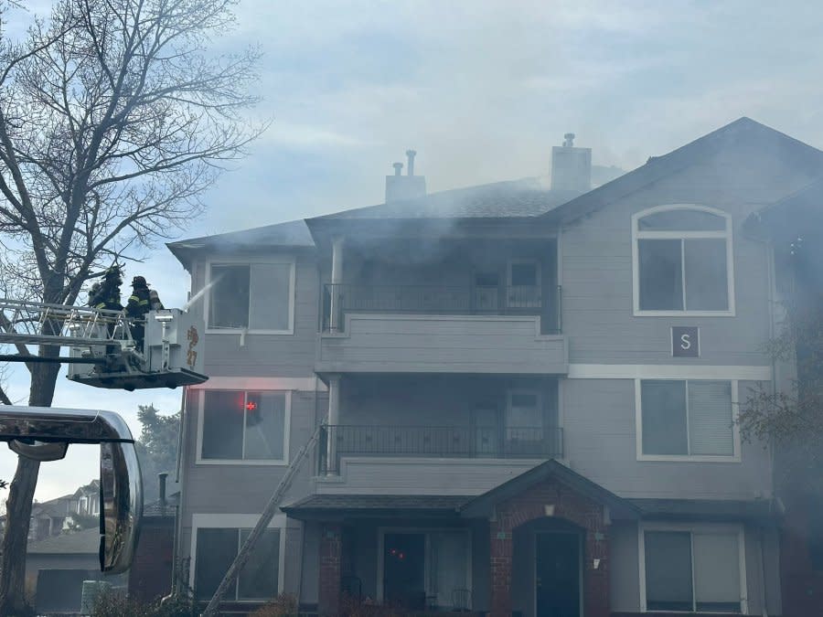 A 2-alarm fire broke out at a multifamily apartment building near Mississippi Avenue and Valentia Street in Denver on April 6, 2024.