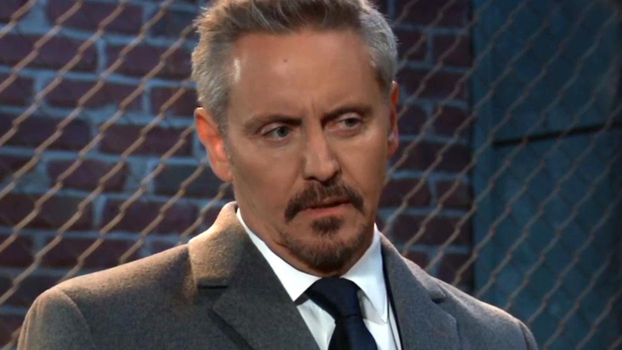  Charles Mesure as John Brennan in a suit in General Hospital. 