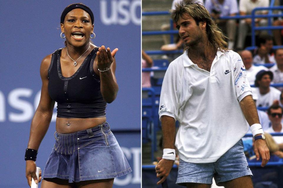 <p>Getty(2)</p> Serena Williams, Andre Agassi.