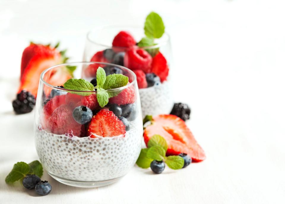 chia seed pudding with berries