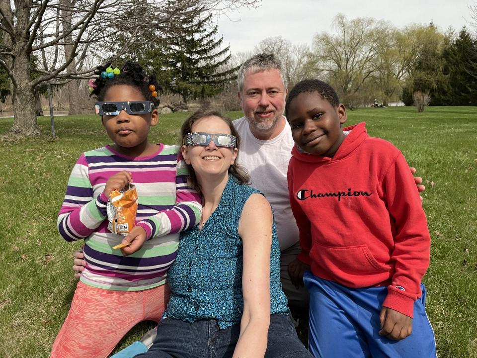 Dundee's Ewing family (from left): Drea, Sondra, Shawn and Andre, watched the eclipse at Ellis.