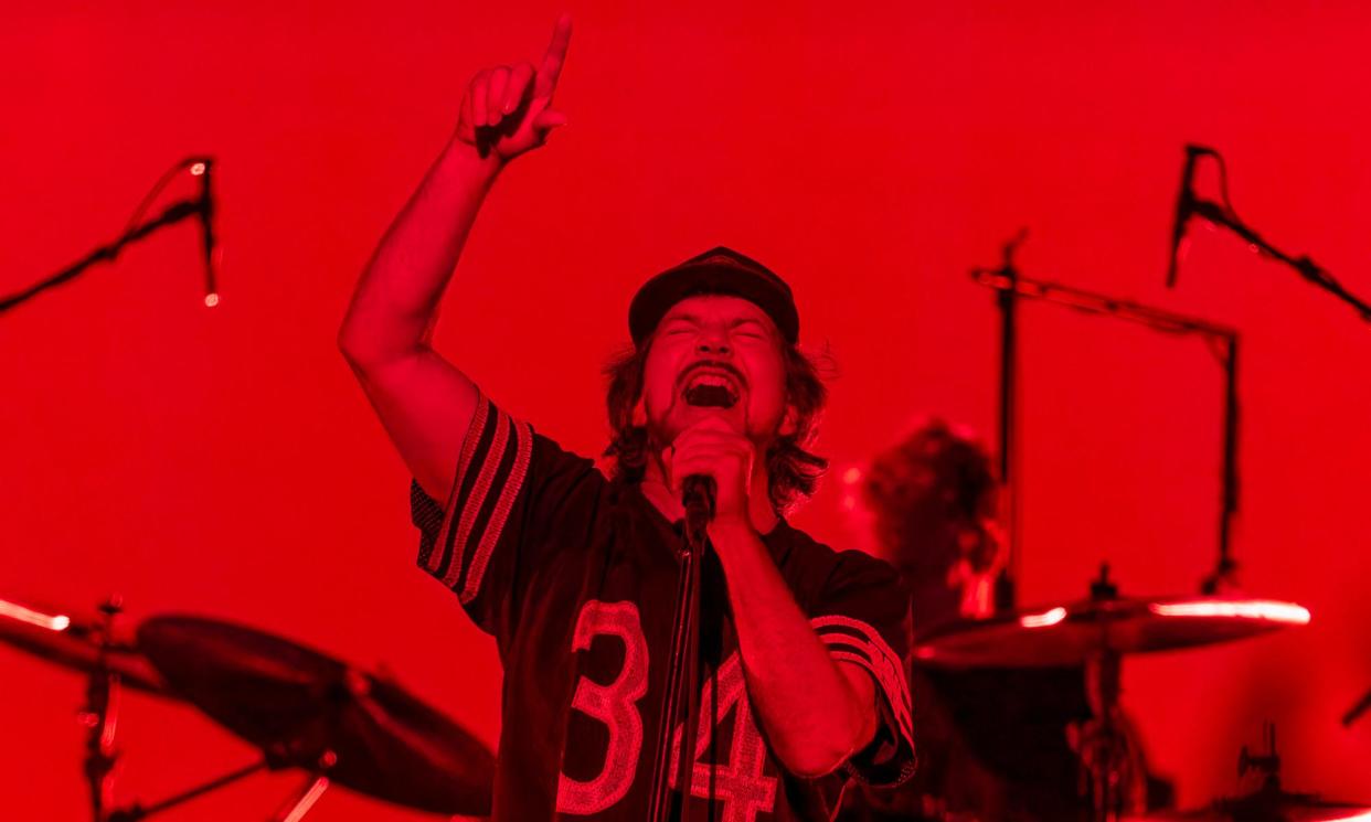 <span>Eddie Vedder of Pearl Jam performing at Co-Op Live.</span><span>Photograph: Mike Gray/Avalon</span>