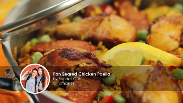 Pan Seared Chicken Paella Recipe home cook Randall Goh