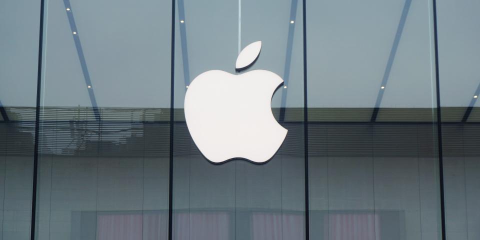 Apple logo displayed on a building