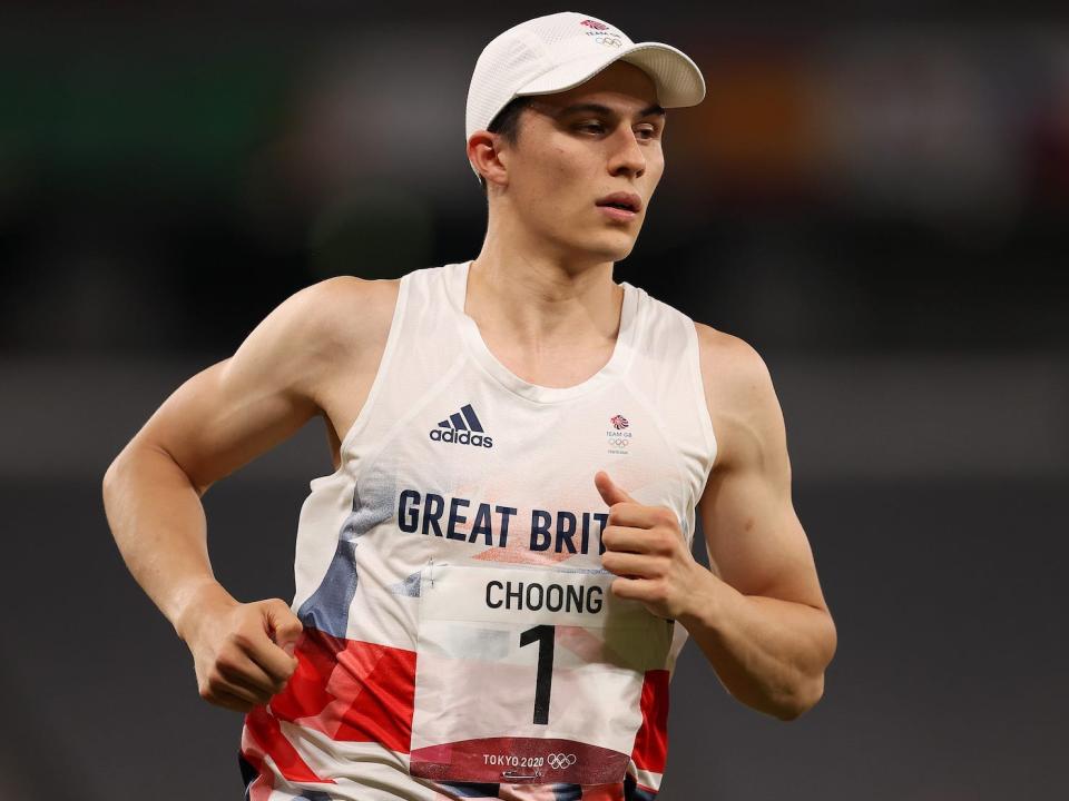 Joseph Choong of Team Great Britain runs in the Laser Run of the Men's Modern Pentathlon on day fifteen of the Tokyo 2020 Olympic Games at Tokyo Stadium