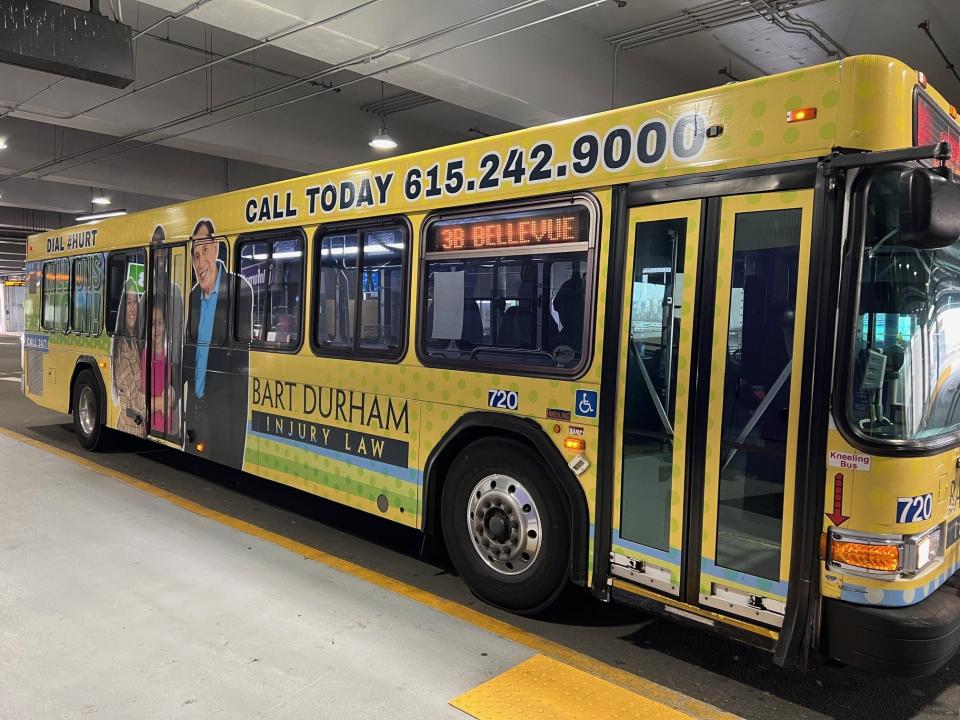 The No. 3 bus at the Elizabeth Duff Transit Center at WeGo Central bus station in downtown Nashville, Feb. 16, 2024.