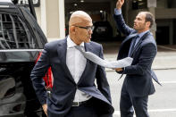 File - Microsoft CEO Satya Nadella arrives at the Phillip Burton Federal Building and U.S. Courthouse on June 28, 2023, in San Francisco. Nadella marks his tenth year as Microsoft CEO on Sunday, Feb. 4, 2024, capping a decade of stunning growth as he pivoted the slow-moving software giant into a laser focus on cloud computing and artificial intelligence. (AP Photo/Noah Berger, File)