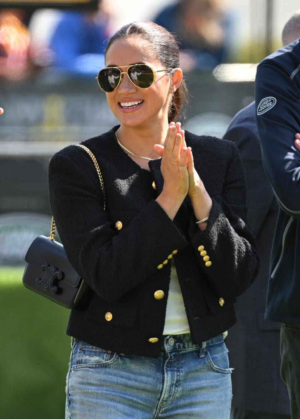 Meghan Markle Clapping Black Tweed Jacket Invictus Games Pinky Rings