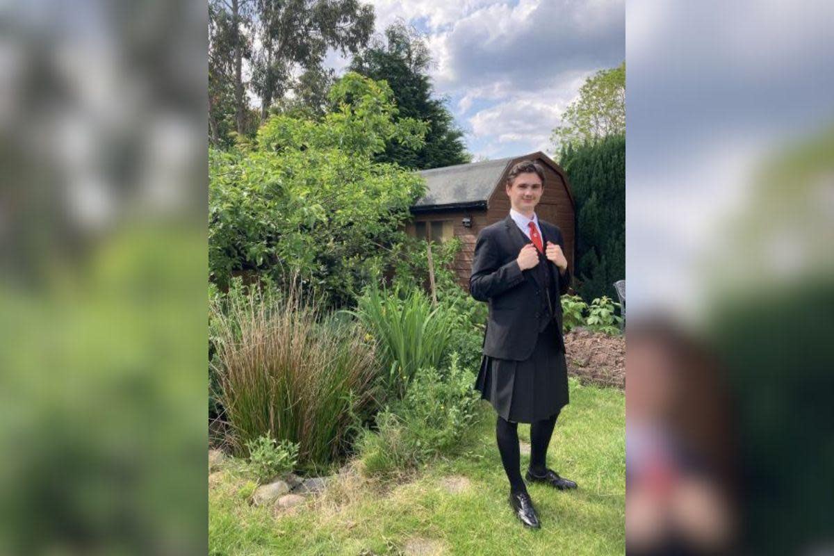 Nunnery Wood High School student Nikita Tkachuk, 17, went to school in a skirt in protest of the school's refusal to allow students to wear shorts during hot weather <i>(Image: Nikita Tkachuk)</i>