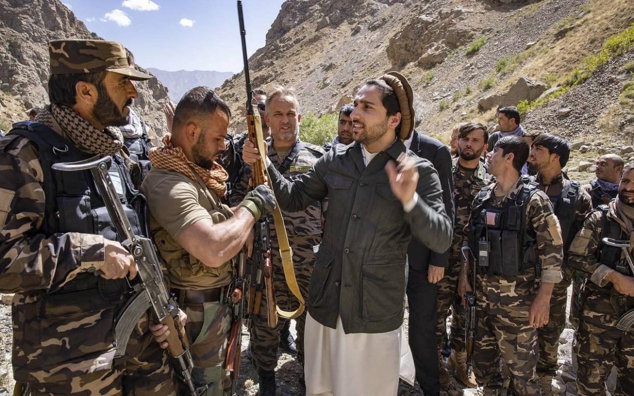 Ahmad Massoud with fighters in the Panjshir Valley