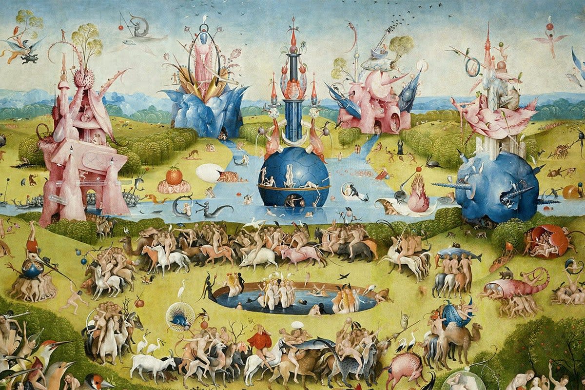 The Garden of Earthly Delights by the Dutch painter Hieronymus Bosch, completed in 1500  (Museo del Prado)