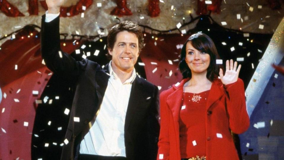 Hugh Grant who played the Prime Minister and Martine McCutcheon his loved-up PA in 'Love Actually' reprise their roles in the sequel for Comic Relief and get married