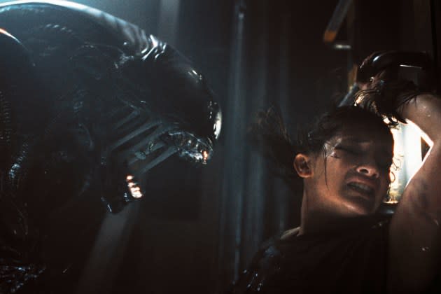 Xenomorph (left) and Cailee Spaeny in ‘Alien: Romulus’ - Credit: 20th Century Studios