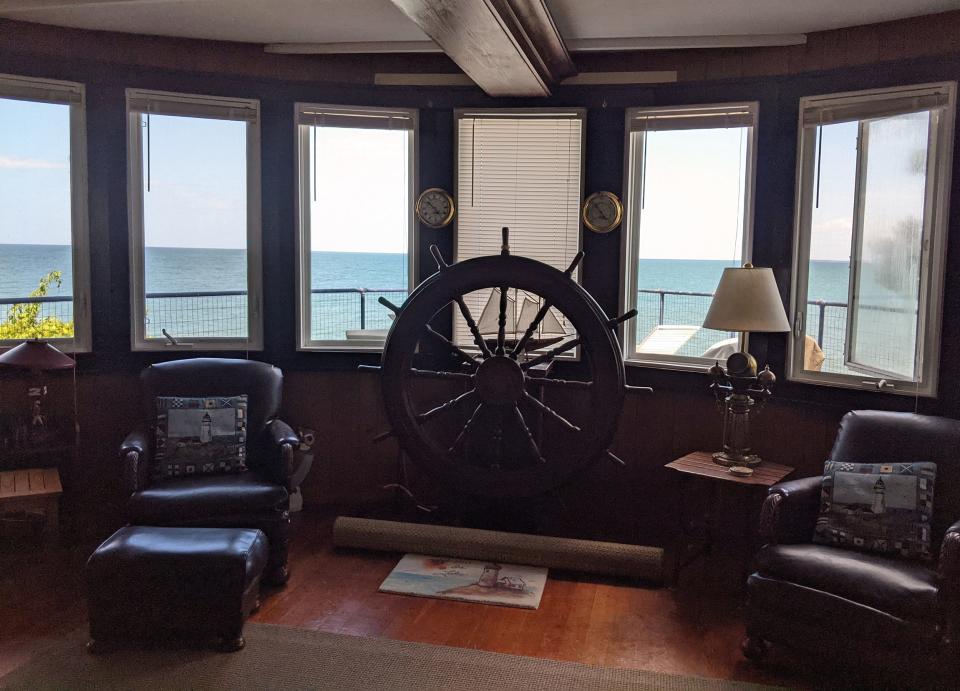 Looking out of the front windows of the home dubbed the S.S. Hurona on Point Lookout in Au Gres. The house, at 5629 E Augres Ave., has long been an area landmark, Kempf said. It's 2,633 square feet, with 5 bedrooms and 2½ bathrooms. And it looks so much like a boat that its room have been referred to by its owners in nautical terms.