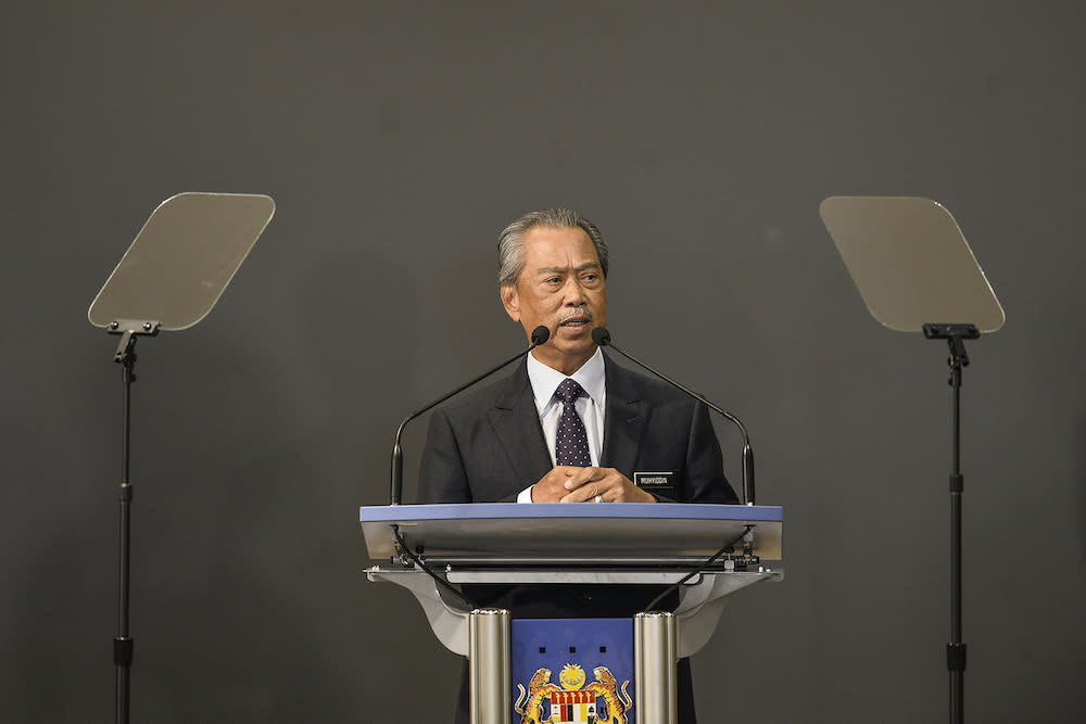 Prime Minister Tan Sri Muhyiddin Yassin is said to cash in on the PN government’s purported success in tackling the Covid-19 pandemic, including with its stimulus packages and financial aid. — Picture by Miera Zulyana