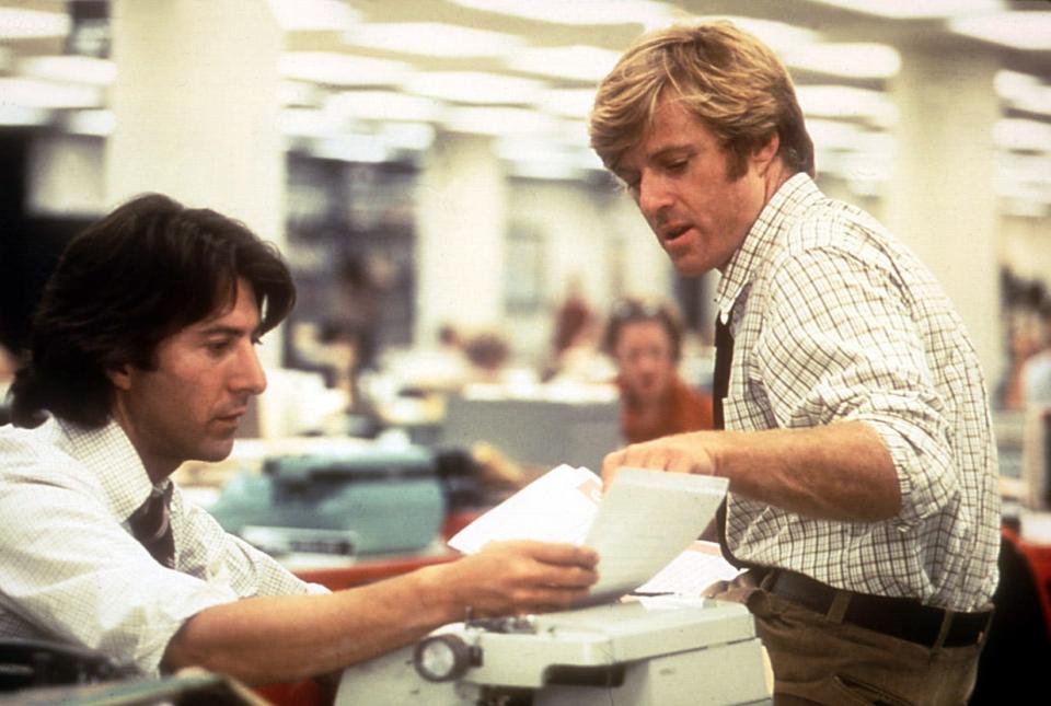 Dustin Hoffman (left) and Robert Redford play the crusading Washington Post reporters in "All the President's Men."