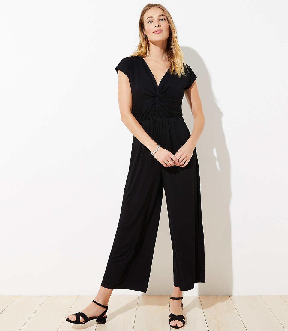 Twist Front Cap Sleeve Jumpsuit (Credit: Loft)