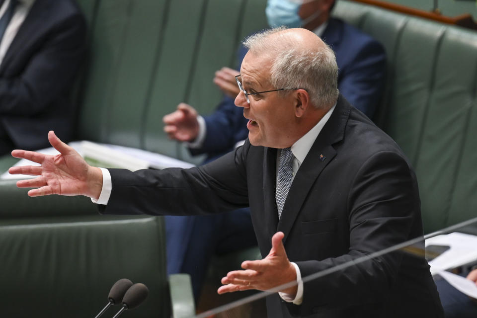 Australian Prime Minister Scott Morrison speaks during question time