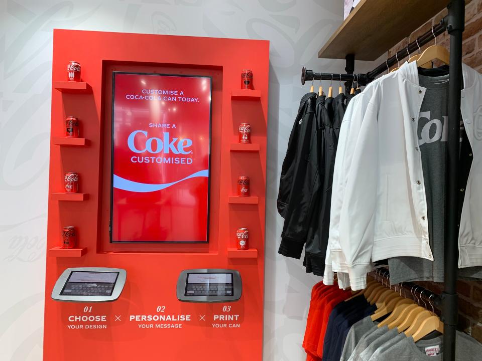 The Coca-Cola store in London has a station where you can customize your own can.