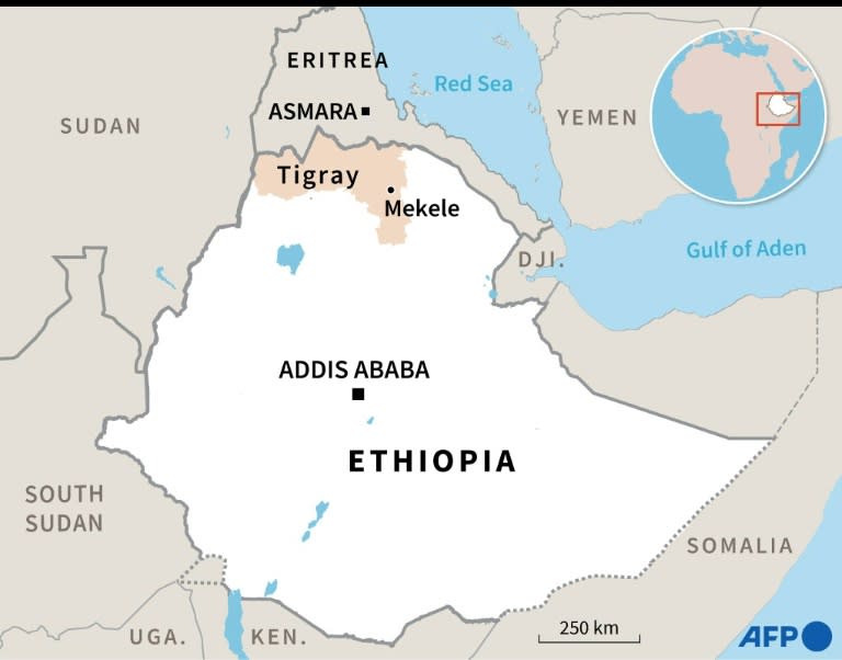 A map of Ethiopia locating Tigray