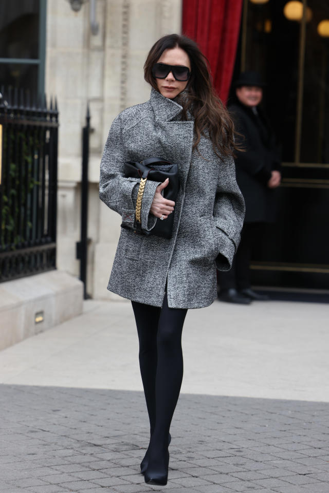 Victoria Beckham long tweed coat - Black