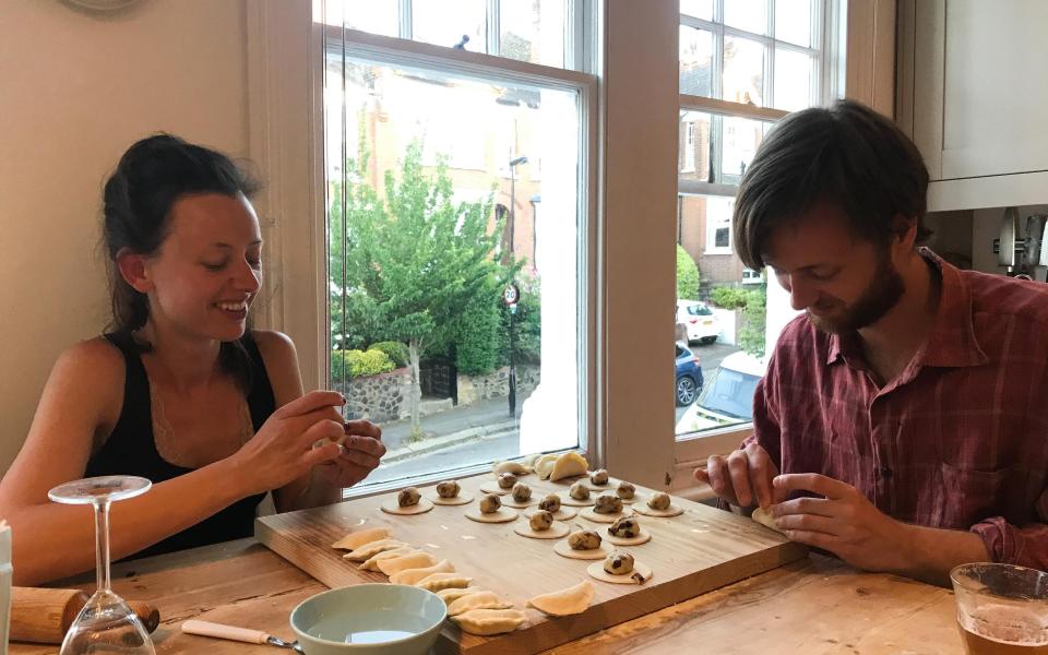 Tomé Morrissy-Swan and sister, Julia, making pierogis during lockdown