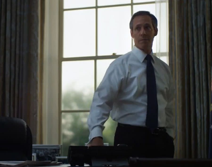Netflix jumped into the content creation game with its first original series, political drama "House of Cards." Starring Kevin Spacey and Robin Wright, it also features Michael Gill as POTUS Garrett Walker. He may be President, but he's often kept in the dark.