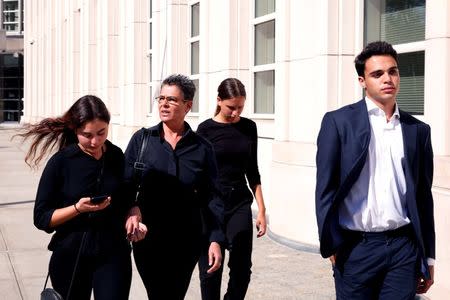 Hana Alexander (2nd L), wife of Jacob "Kobi" Alexander departs with family members from Brooklyn federal court after a hearing in New York, U.S., August 24, 2016. REUTERS/Lucas Jackson