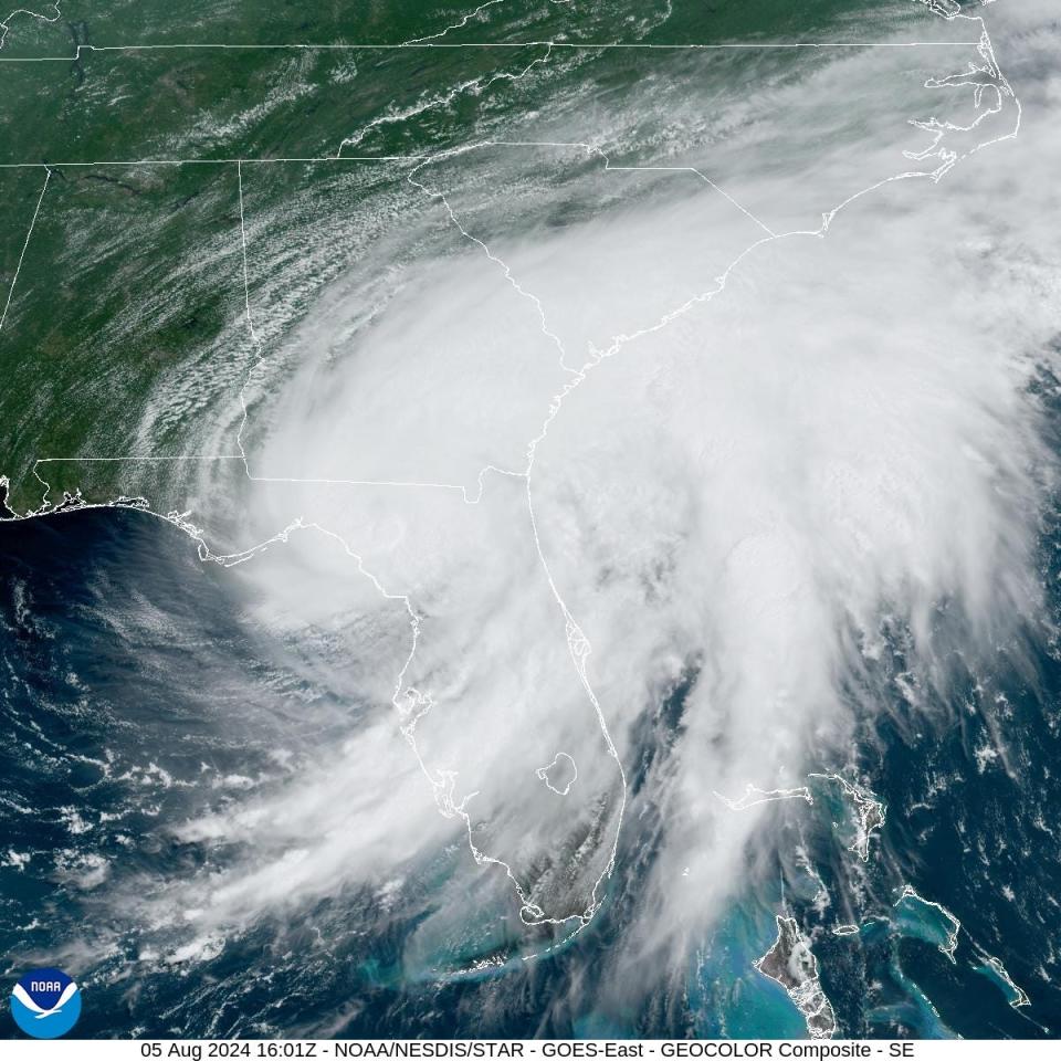 A forecaster said high chances of rain would persist over the next few days due to the remnants of Hurricane Debby, which hit Florida's Big Bend region as a Category 1 storm and quickly strengthened into a slow-moving tropical storm on Monday, May 5. August 2024.